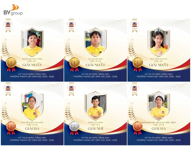 VIETSCHOOL DẪN ĐẦU KỲ THI OLYMPIC TIẾNG ANH CẤP TIỂU HỌC PHƯỜNG THANH LIỆT